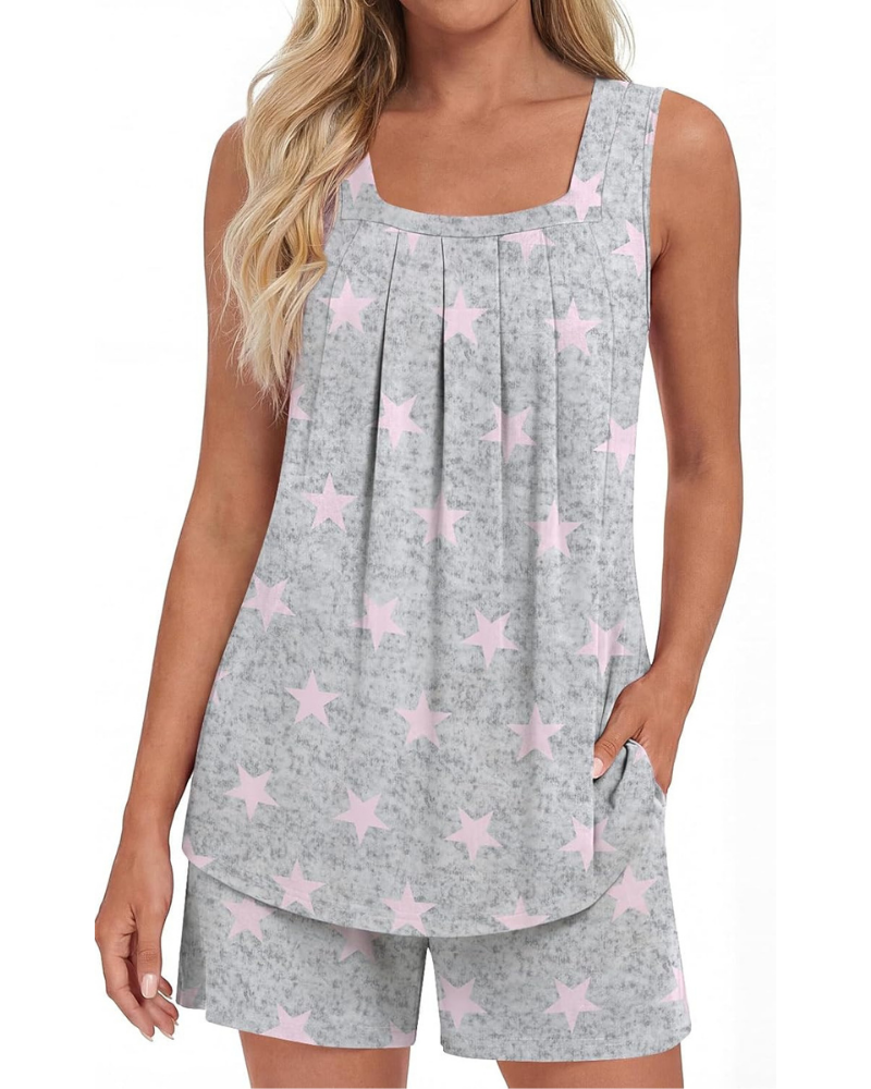Harper Pigiama Donna 2 Pezzi – Top Senza Maniche e Pantaloni Capri con Tasche