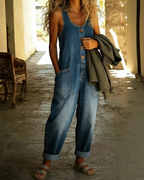 Salopette Bexley pour femme en denim – Coupe ample, jambes larges et poches