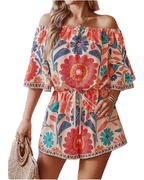 Rochie Boho Clementine Pagliaccetto pentru femei – Umeri goi, imprimeu paisley și talie înaltă