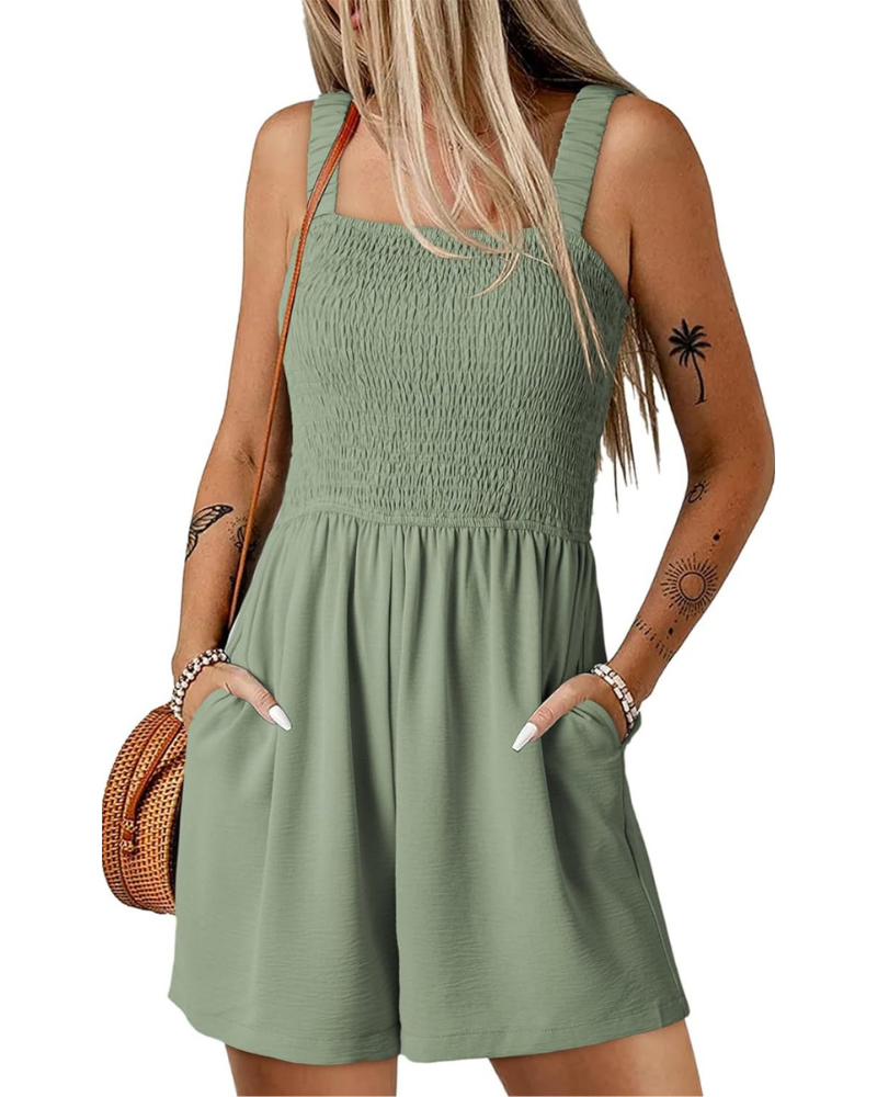 Winona Pagliaccetto Donna Estivo – Scollo Quadrato, Corpetto Smock e Tasche