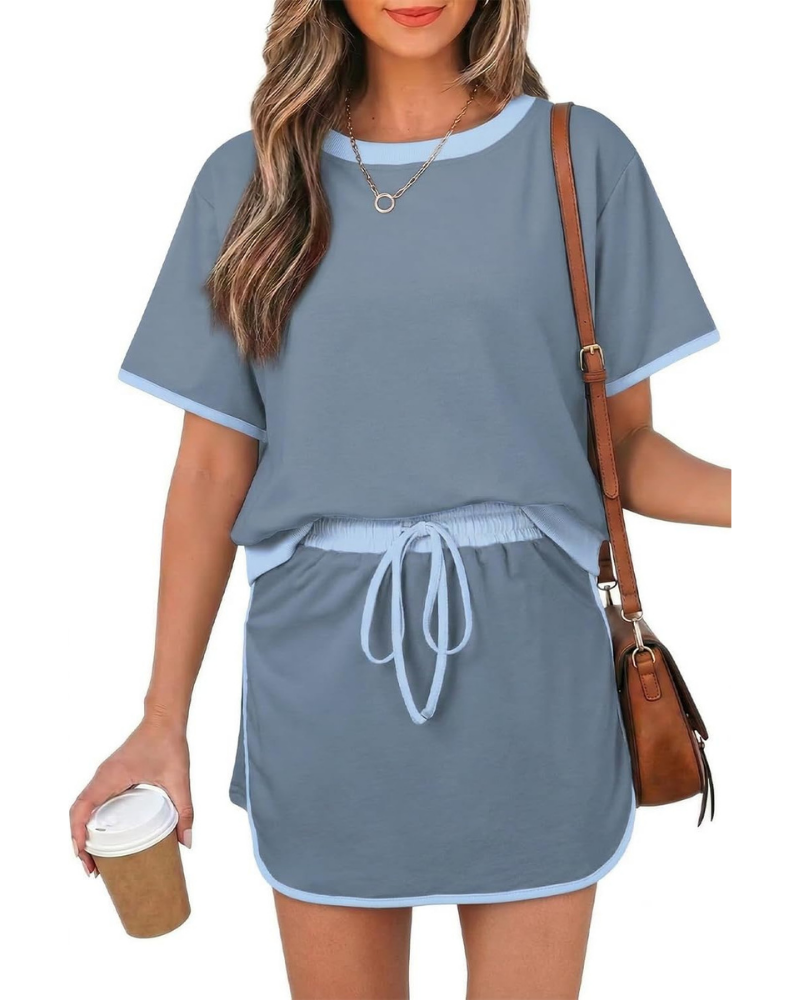 Cassidy Set Donna 2 Pezzi – T-Shirt Color Block e Gonna-Pantalone con Coulisse