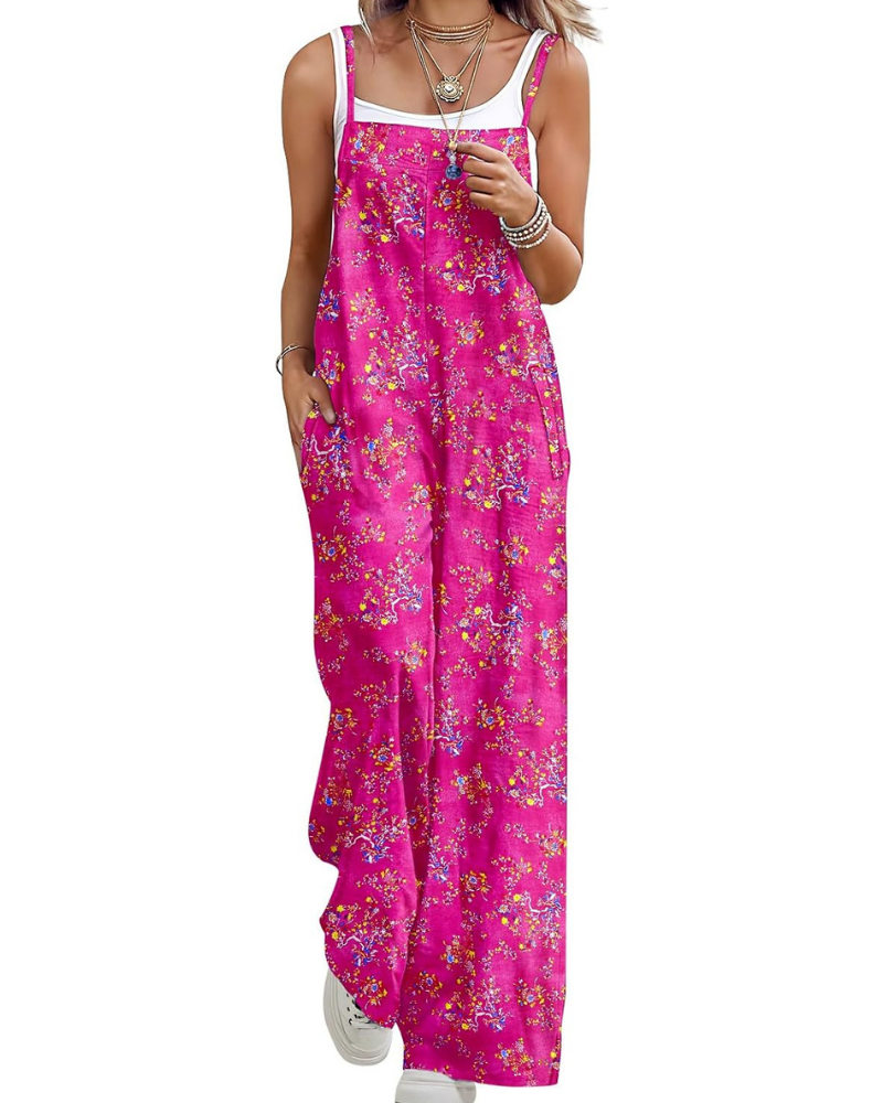 Rowan Salopette Donna Boho – Stampa Floreale, Gamba Larga e Spalline Regolabili