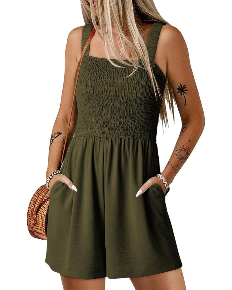 Winona Pagliaccetto Donna Estivo – Scollo Quadrato, Corpetto Smock e Tasche