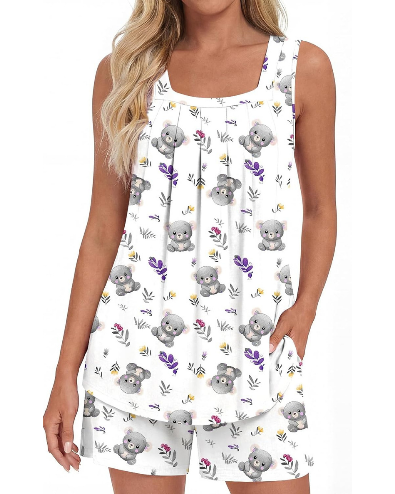 Harper Pigiama Donna 2 Pezzi – Top Senza Maniche e Pantaloni Capri con Tasche