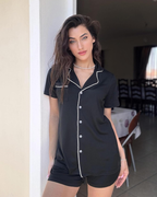 Madison Pyjama Femme – Ensemble 2 pièces avec manches courtes, boutonnage et short doux