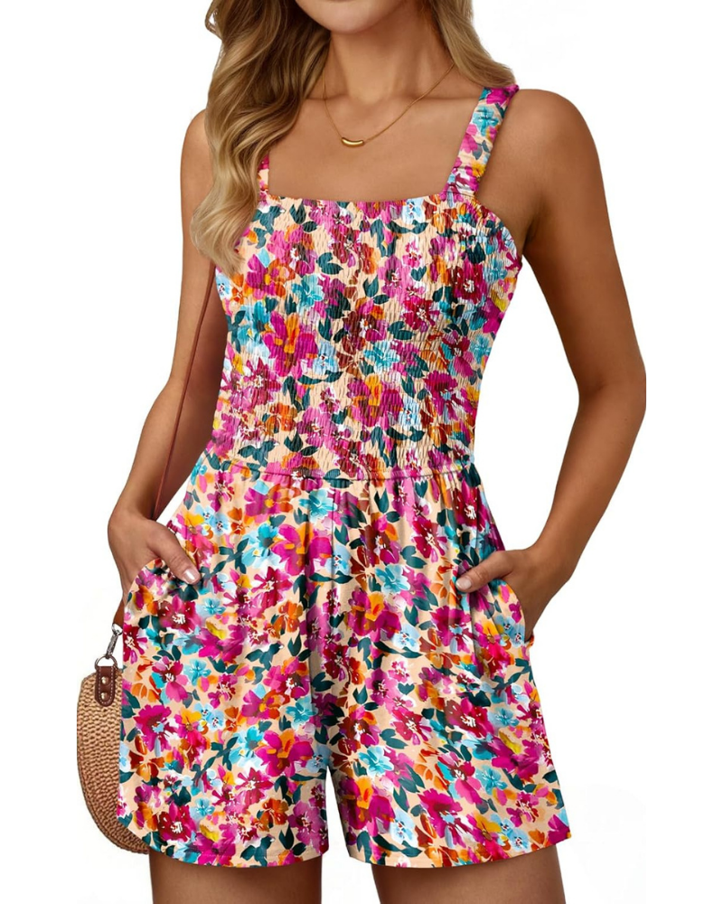 Teagan Pagliaccetto Donna – Romper Floreale con Scollo Quadrato e Vestibilità Morbida