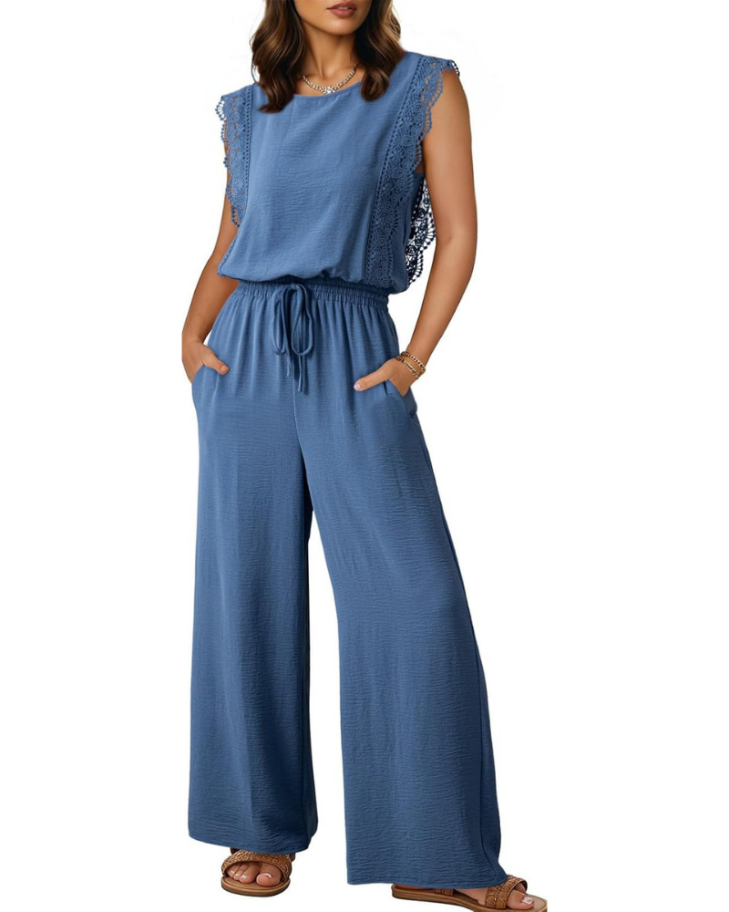 Maren Tuta Donna Elegante – Pizzo, Vita con Coulisse e Gamba Larga con Tasche