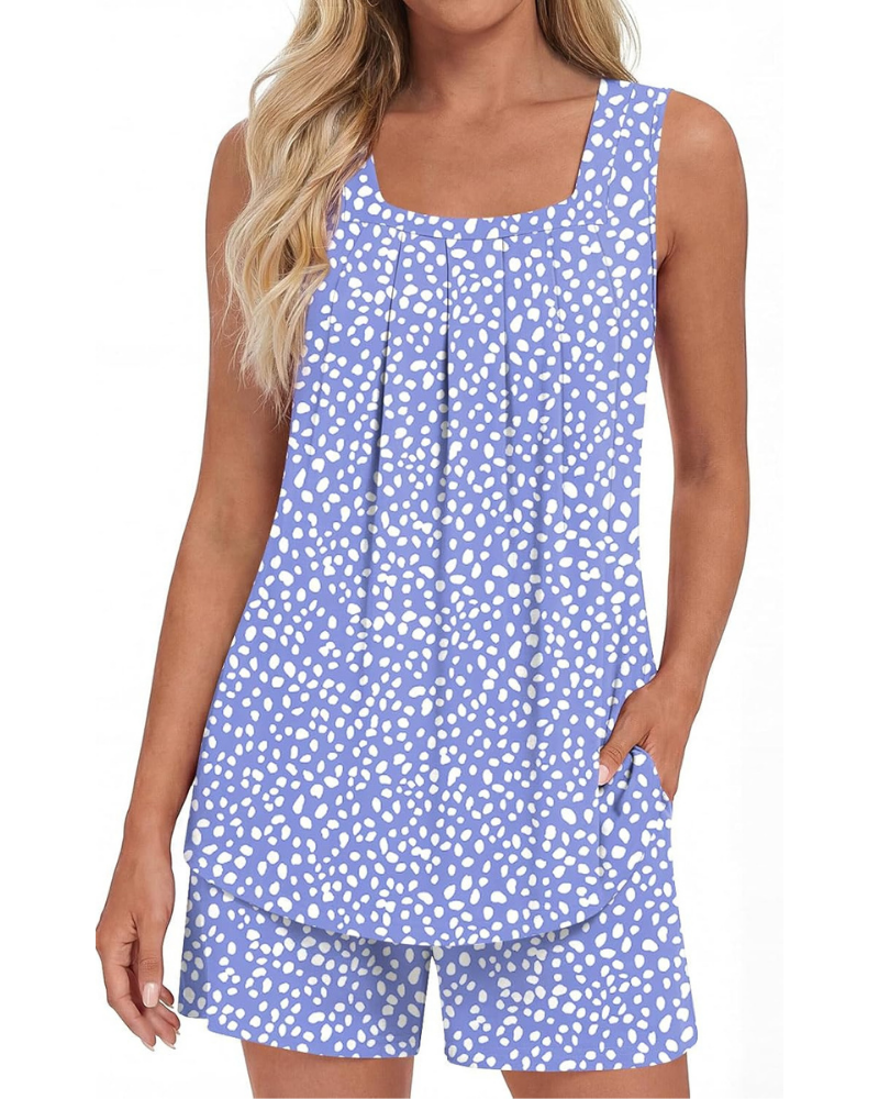 Harper Pigiama Donna 2 Pezzi – Top Senza Maniche e Pantaloni Capri con Tasche
