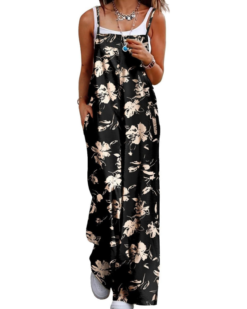 Rowan Salopette Donna Boho – Stampa Floreale, Gamba Larga e Spalline Regolabili