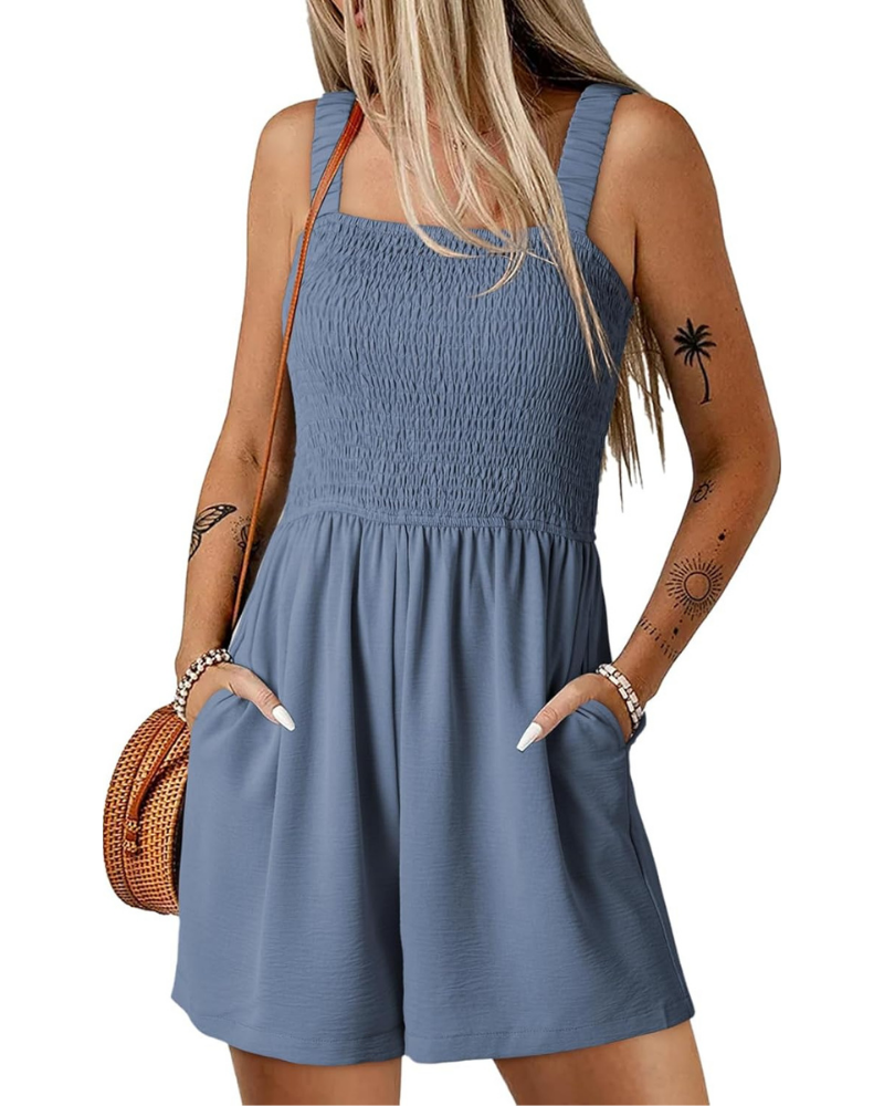 Winona Pagliaccetto Donna Estivo – Scollo Quadrato, Corpetto Smock e Tasche