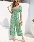 Cressida Tuta Femme Florale – Corsage Smock, Jambe Large et Encolure Carrée
