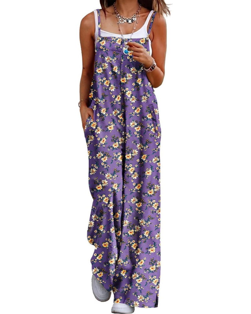 Rowan Salopette Donna Boho – Stampa Floreale, Gamba Larga e Spalline Regolabili