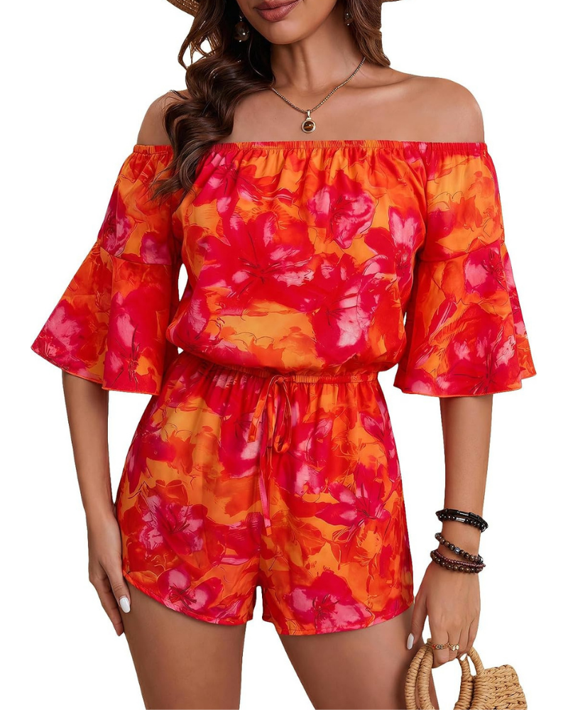 Clementine Pagliaccetto Donna Boho – Spalle Scoperte, Stampa Paisley e Vita Alta