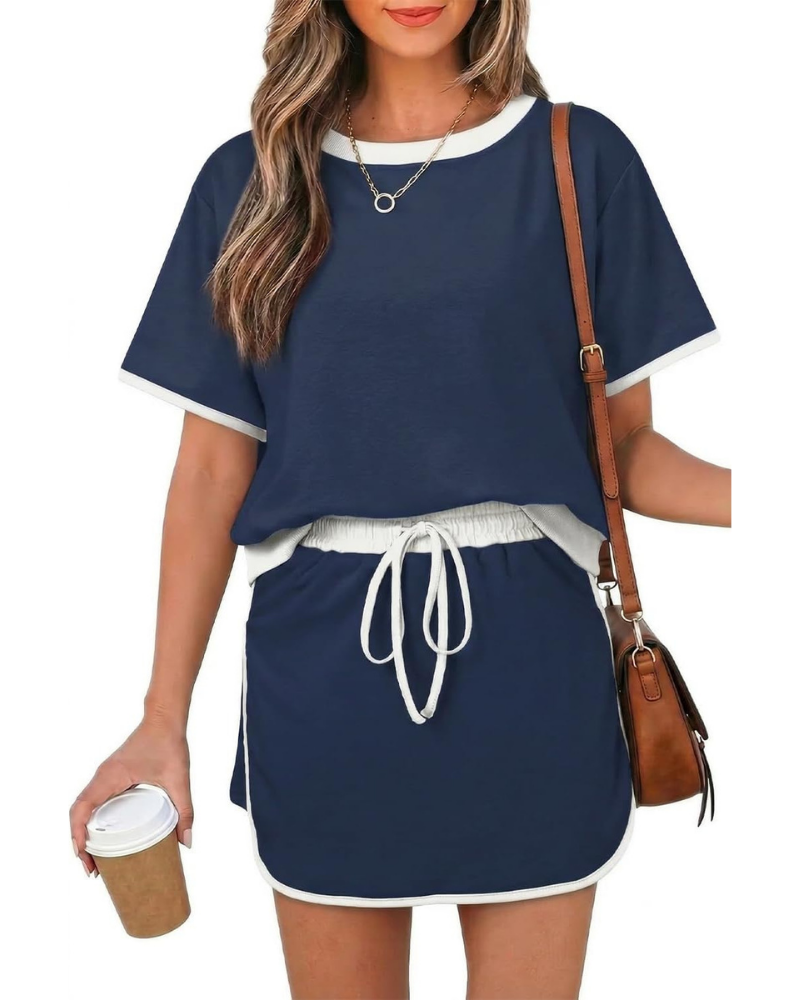 Cassidy Set Donna 2 Pezzi – T-Shirt Color Block e Gonna-Pantalone con Coulisse