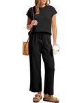 Ensemble Reagan Donna 2 pièces – Top à manches courtes et pantalon court à jambes larges