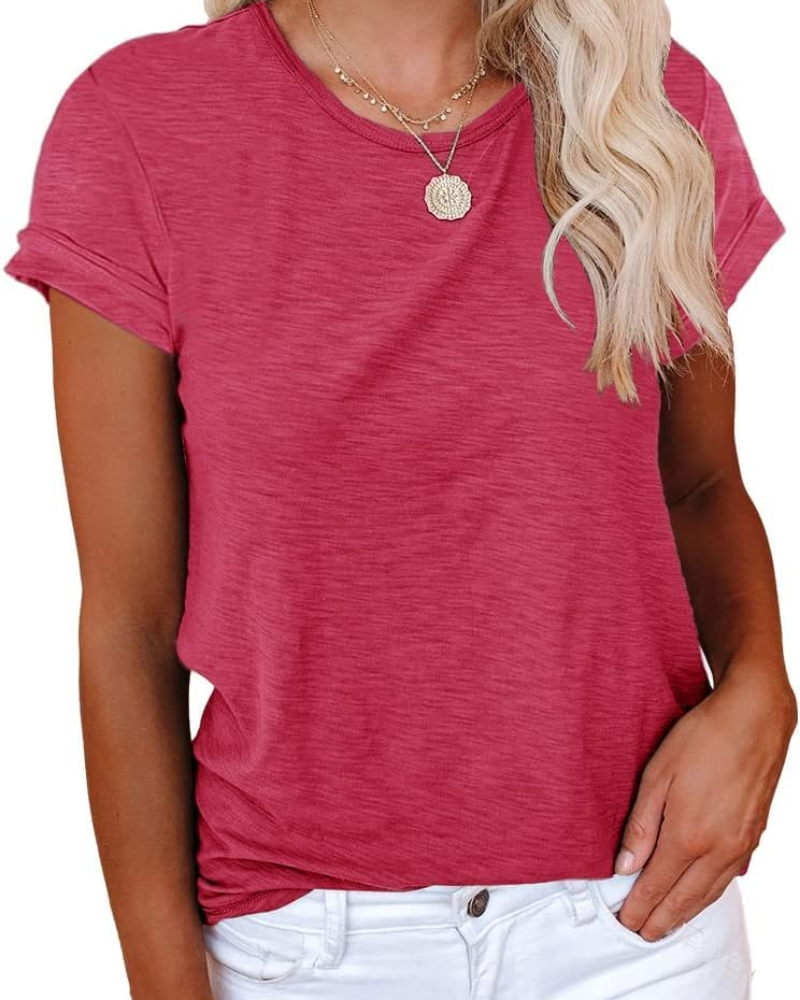 Luna Women's T-Shirt – Basic Top with Crew Neck, Short Sleeves & Stretch Fabric