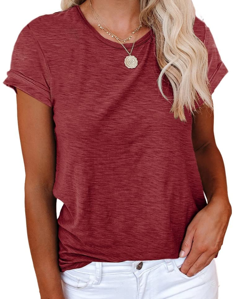 Luna Women's T-Shirt – Basic Top with Crew Neck, Short Sleeves & Stretch Fabric