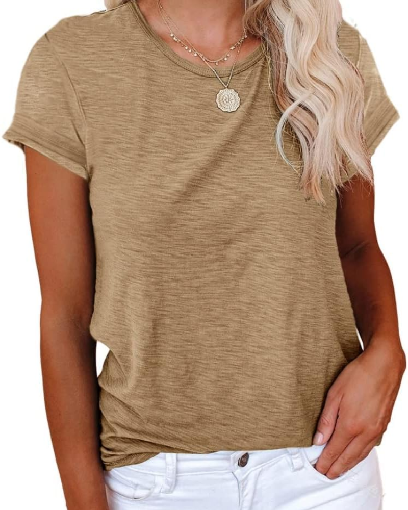 Luna Women's T-Shirt – Basic Top with Crew Neck, Short Sleeves & Stretch Fabric