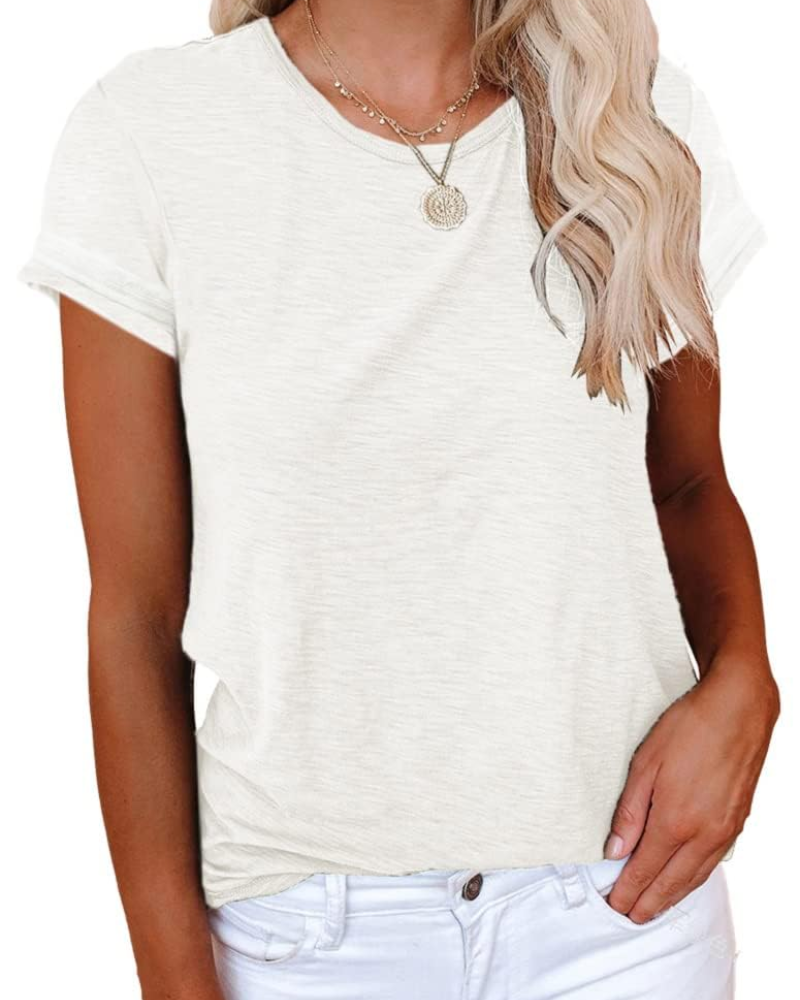 Luna Women's T-Shirt – Basic Top with Crew Neck, Short Sleeves & Stretch Fabric