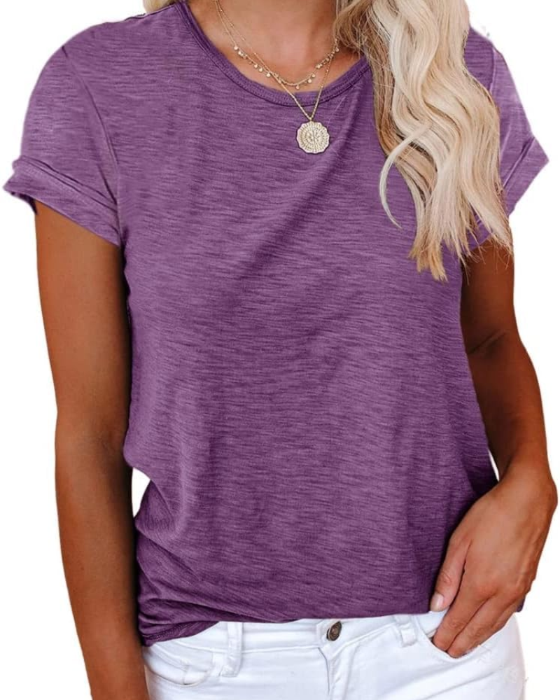 Luna Women's T-Shirt – Basic Top with Crew Neck, Short Sleeves & Stretch Fabric