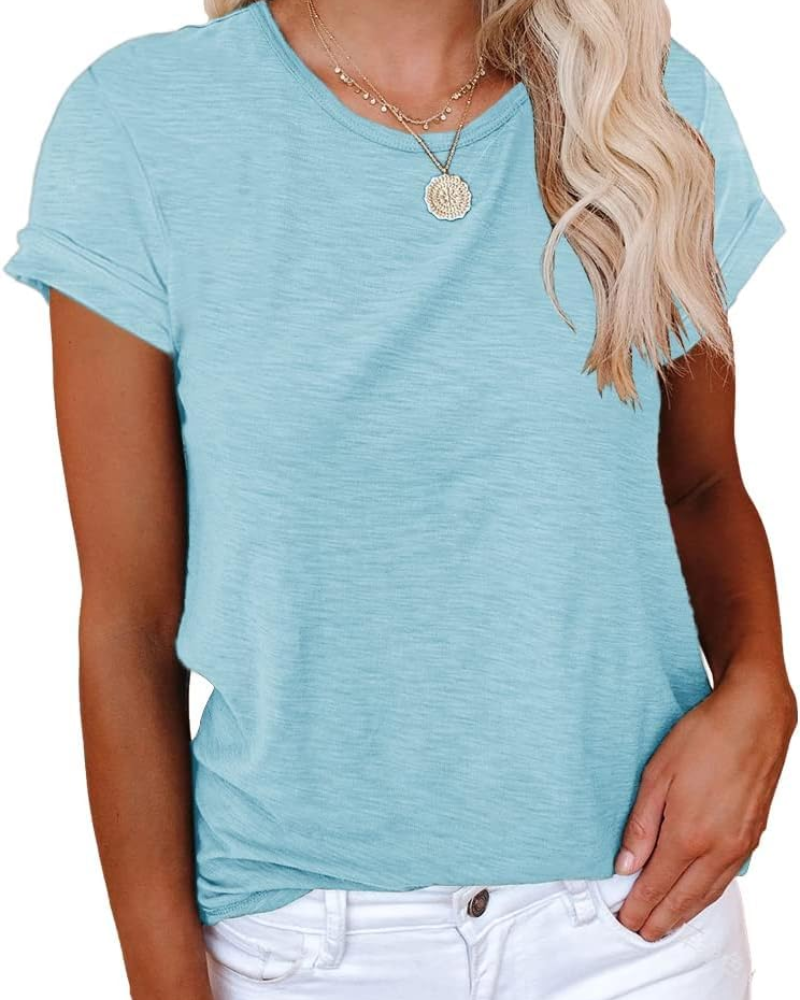 Luna Women's T-Shirt – Basic Top with Crew Neck, Short Sleeves & Stretch Fabric