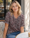Verity Blusa Donna – Top Floreale con Scollo a V, Pieghe e Maniche a Volant
