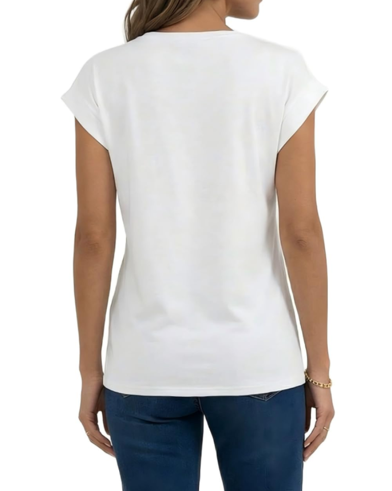 Jasmine Women's T-Shirt – Casual Top with Cap Sleeves, Crew Neck & Relaxed Fit