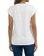 Jasmine Women's T-Shirt – Casual Top with Cap Sleeves, Crew Neck & Relaxed Fit