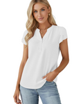 Gabriella Blusa Donna – Top in Chiffon con Scollo a V, Bottoni & Maniche a Sbuffo