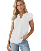 Gabriella Blusa Donna – Top in Chiffon con Scollo a V, Bottoni & Maniche a Sbuffo