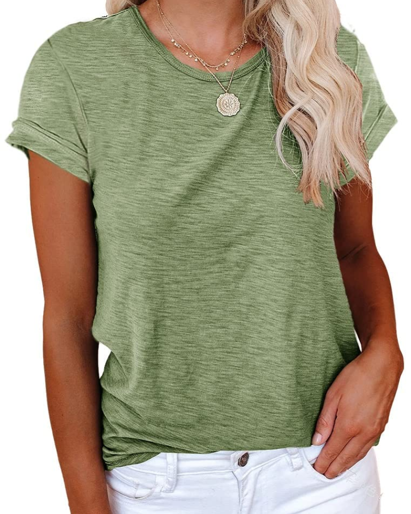 Luna Women's T-Shirt – Basic Top with Crew Neck, Short Sleeves & Stretch Fabric