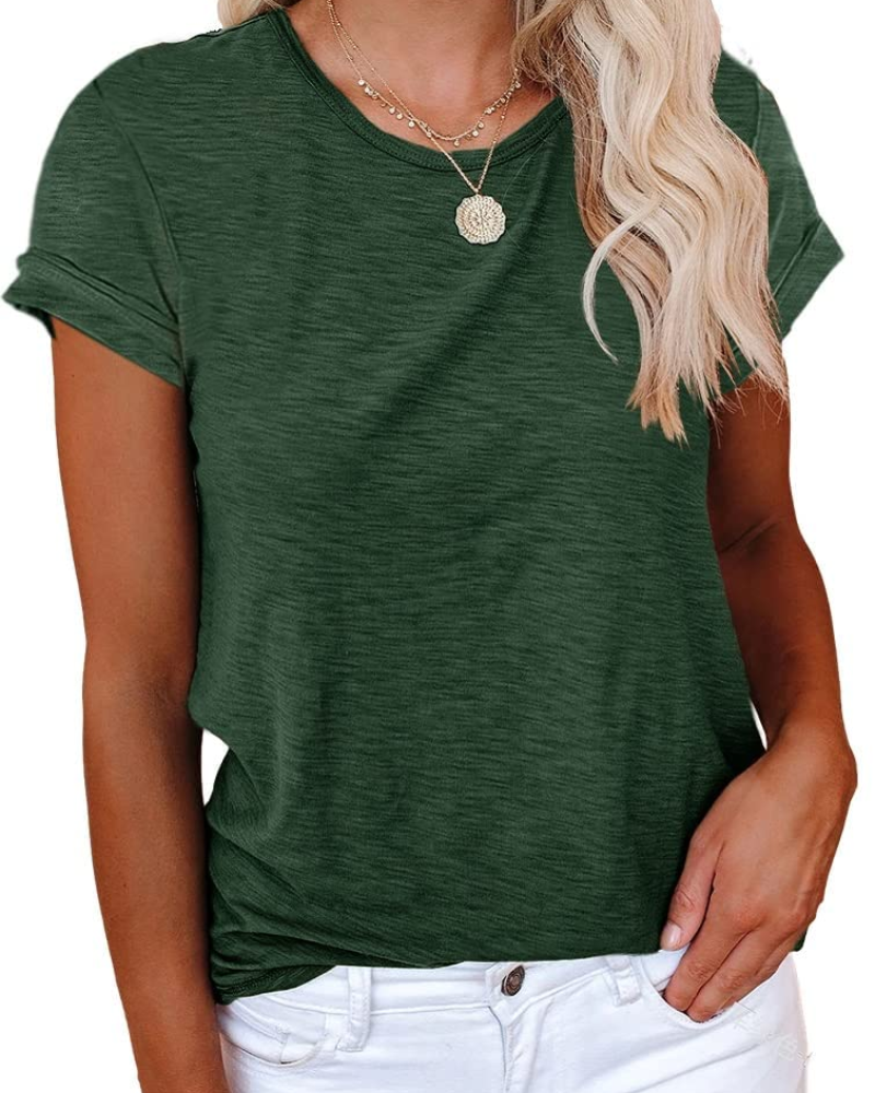 Luna Women's T-Shirt – Basic Top with Crew Neck, Short Sleeves & Stretch Fabric