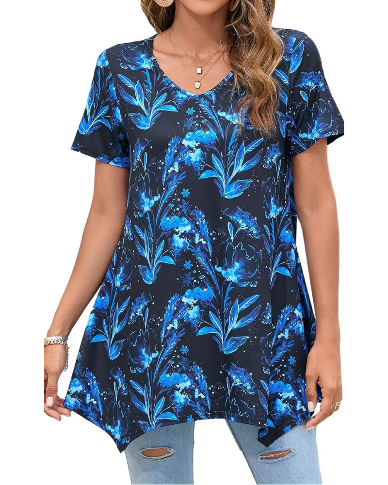 Brielle Tunica Donna – Top Paisley con Scollo a V, Maniche Corte e Orlo Svasato