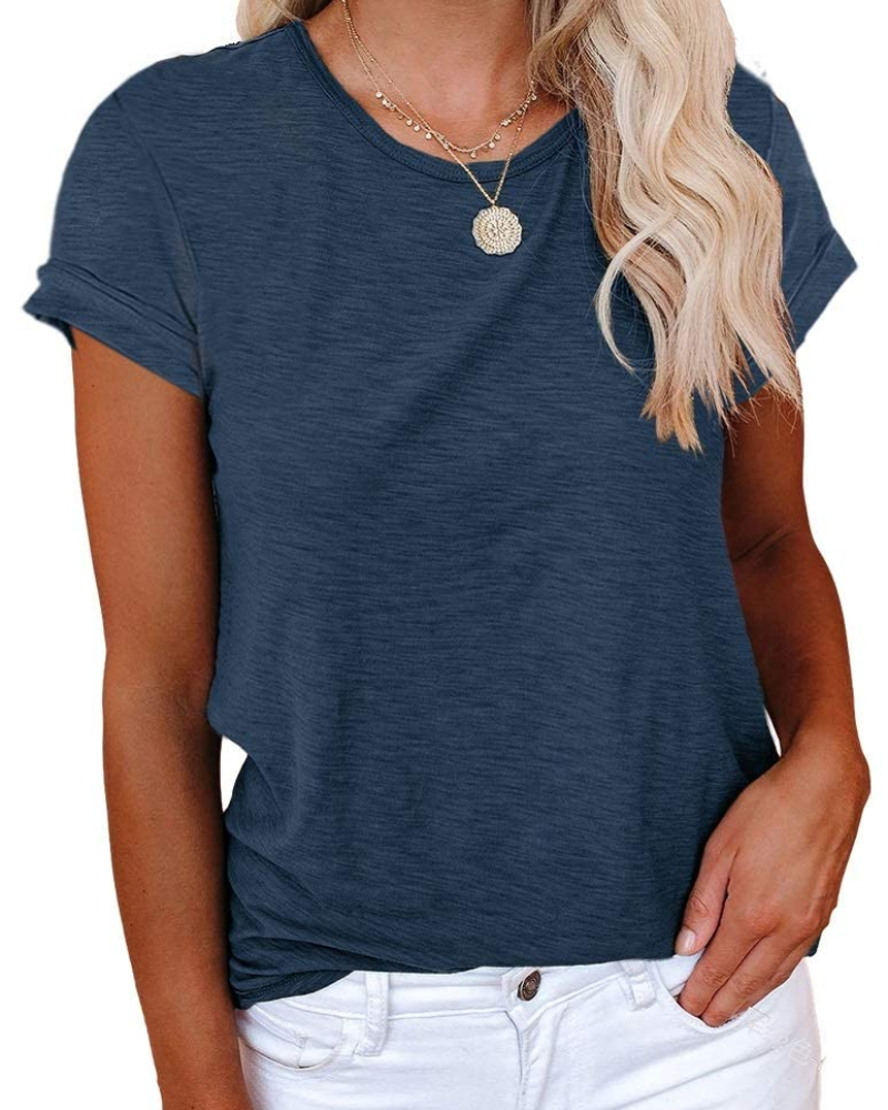 Luna Women's T-Shirt – Basic Top with Crew Neck, Short Sleeves & Stretch Fabric