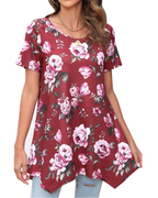 Adelaide Tunica Donna – Top Floreale Paisley con Girocollo e Maniche Corte
