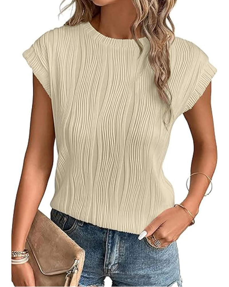 Seraphina Blusa Donna – Top Testurizzato con Girocollo e Maniche a Pipistrello