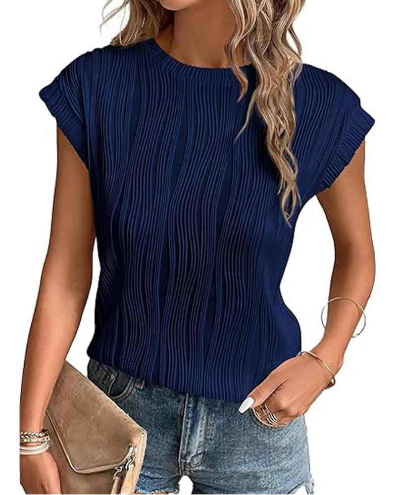 Seraphina Blusa Donna – Top Testurizzato con Girocollo e Maniche a Pipistrello