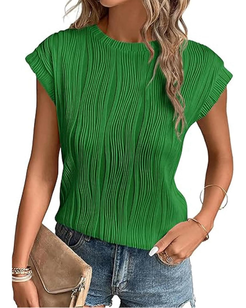 Seraphina Blusa Donna – Top Testurizzato con Girocollo e Maniche a Pipistrello