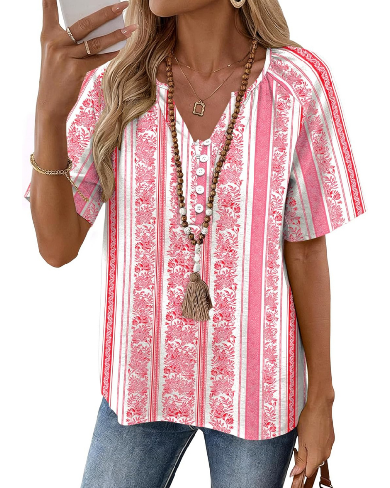 Marlowe Blusa Donna – Top in Cotone e Lino con Scollo a V e Bottoni