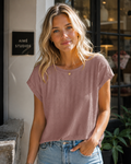 Estelle Blusa Donna – Tunica con Ricamo Sangallo, Girocollo e Maniche ad Aletta