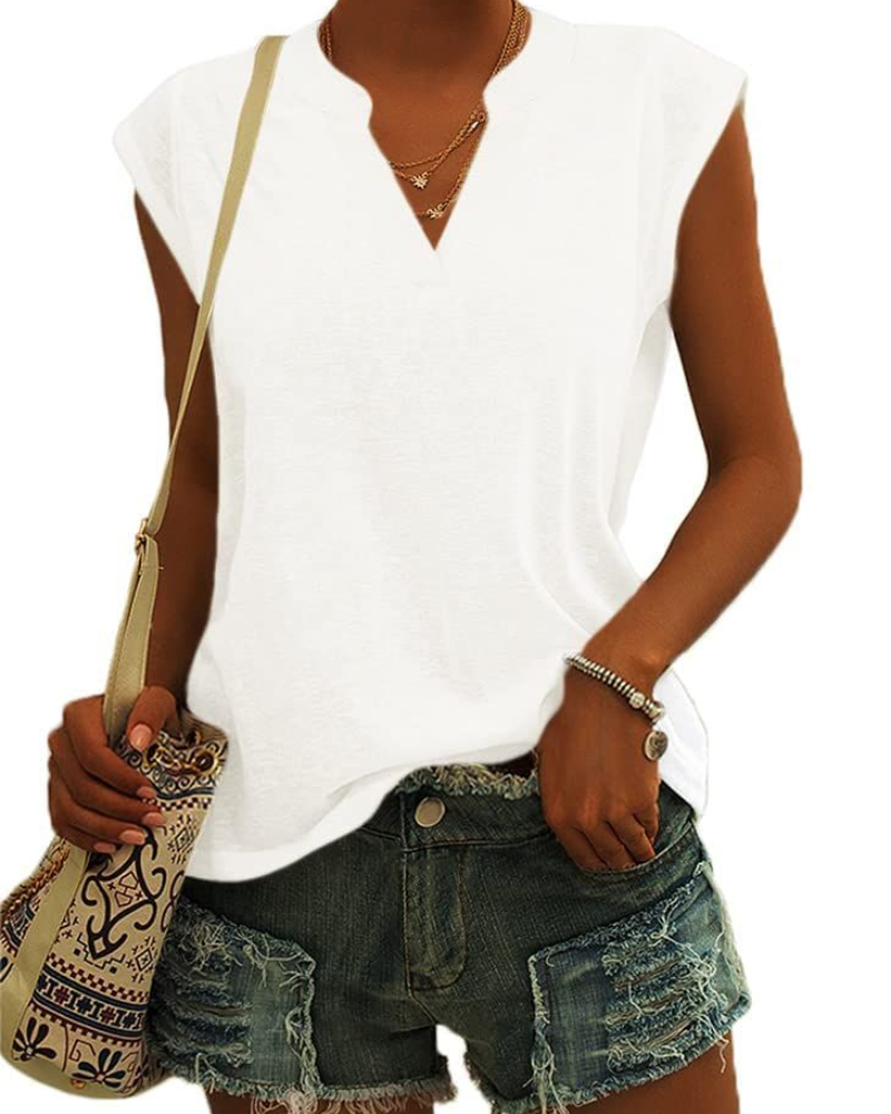 Avery Blouse Femme – T-shirt à col en V, manches à volant et coupe ample