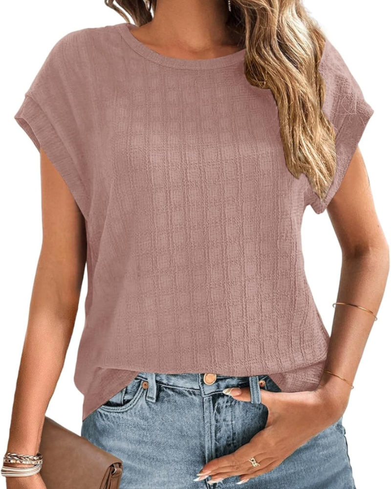 Estelle Blusa Donna – Tunica con Ricamo Sangallo, Girocollo e Maniche ad Aletta