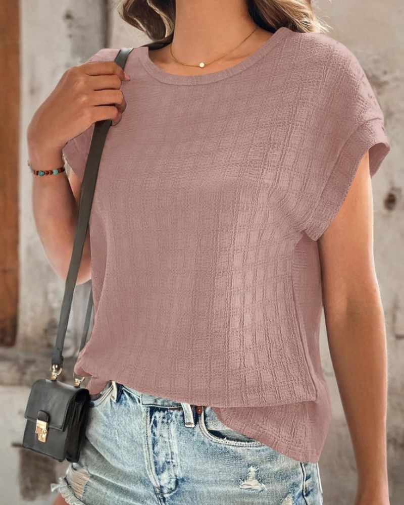 Estelle Blusa Donna – Tunica con Ricamo Sangallo, Girocollo e Maniche ad Aletta