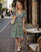 Avery Women's Dress – Fit & Flare Dress with V-Neck, Ruched Waist & A-Line Silhouette