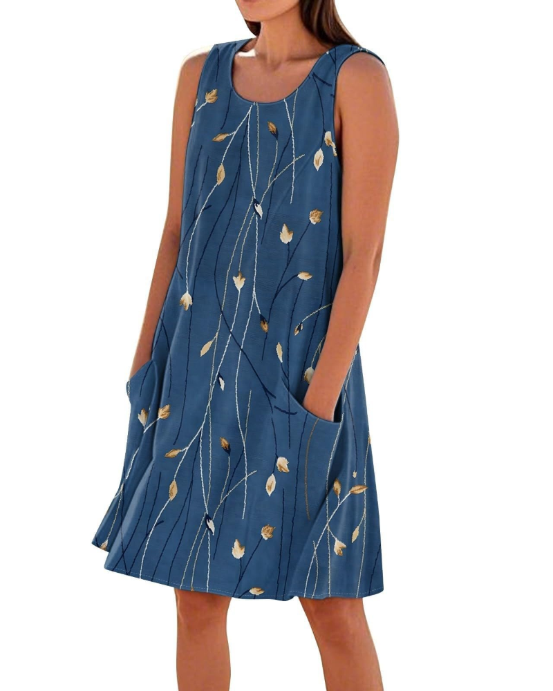 Briarrose Women’s Summer Dress – Sleeveless, V-Neck, Knee-Length, and Pockets