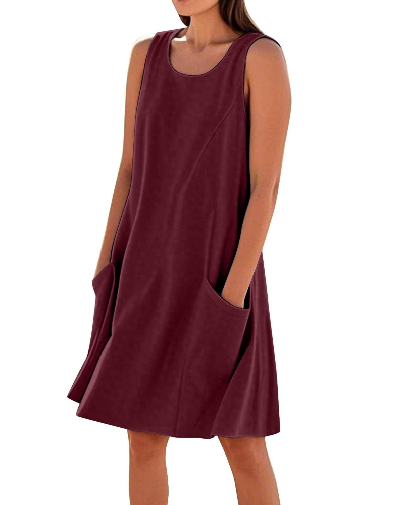 Briarrose Women’s Summer Dress – Sleeveless, V-Neck, Knee-Length, and Pockets