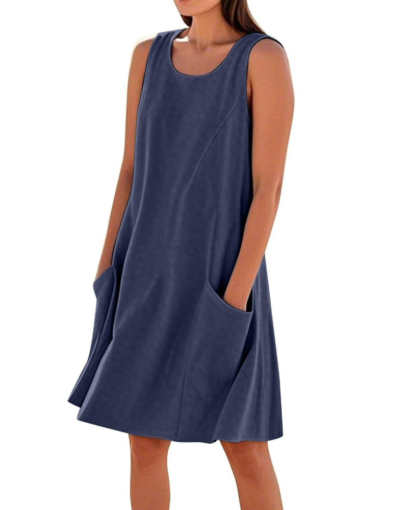 Briarrose Women’s Summer Dress – Sleeveless, V-Neck, Knee-Length, and Pockets
