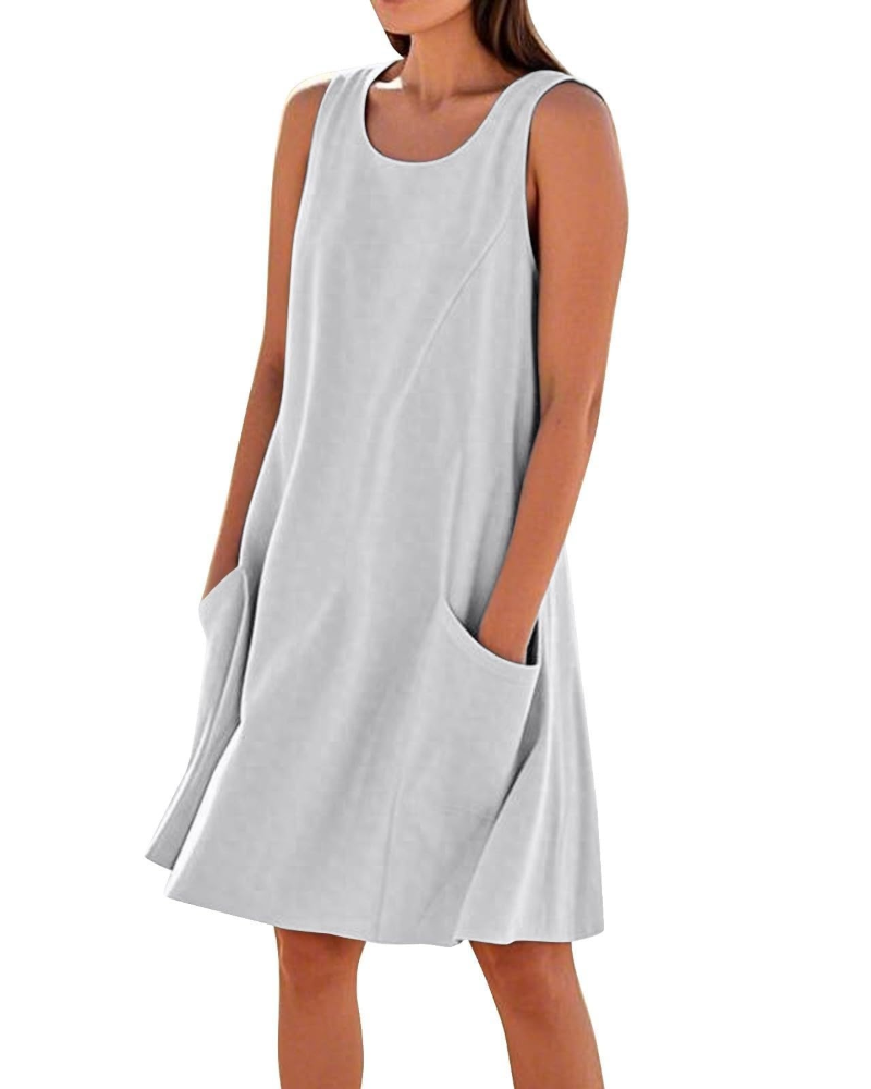 Briarrose Women’s Summer Dress – Sleeveless, V-Neck, Knee-Length, and Pockets