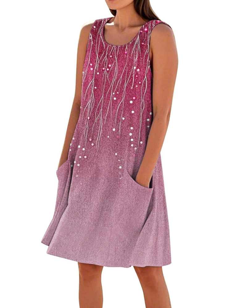 Briarrose Women’s Summer Dress – Sleeveless, V-Neck, Knee-Length, and Pockets